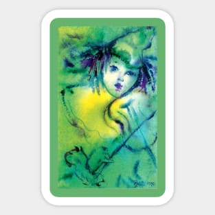 VIOLINIST CLOWN IN GREEN Sticker